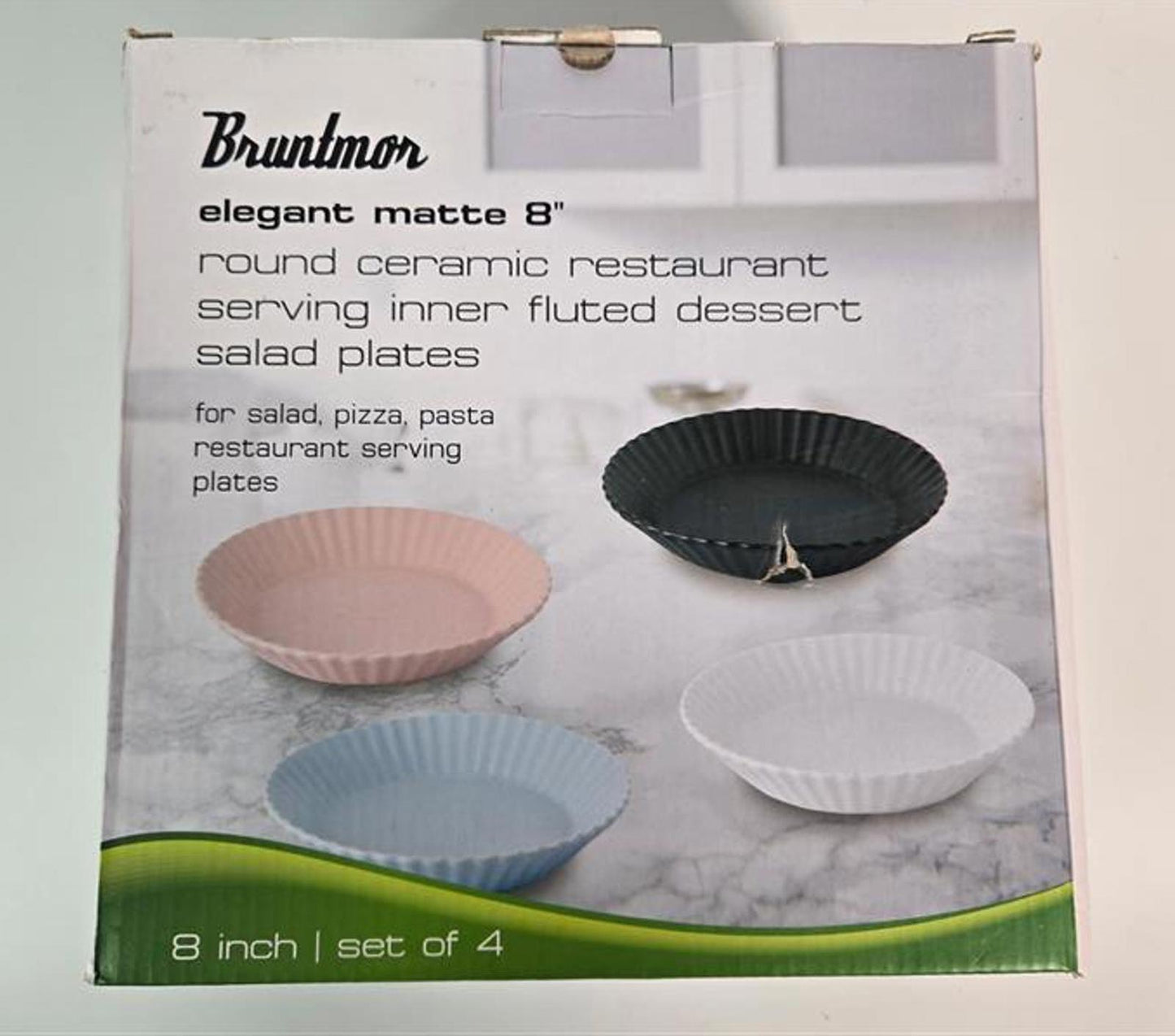 🍽️ Bruntmor Elegant Matte 8” Ceramic Salad Plate Set – White (Set of 4)