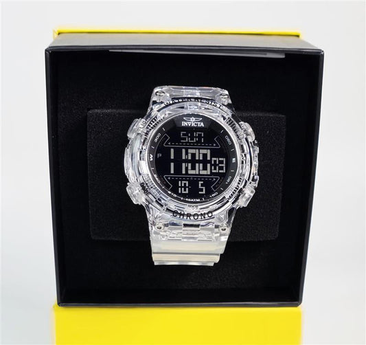 🕶️ Invicta Men’s Transparent Chronograph Digital Watch – Clear Resin Edition