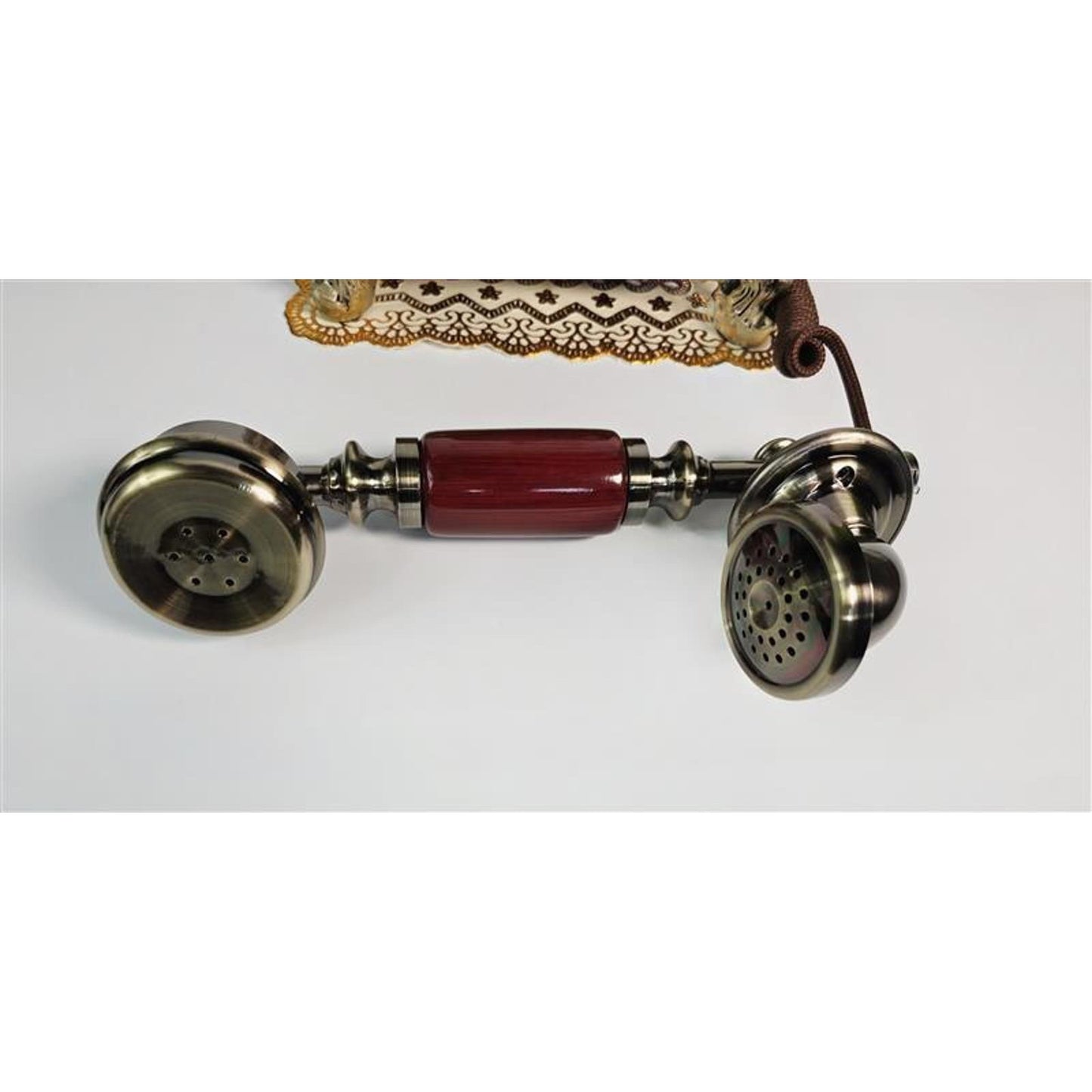 📞 Vintage Royal Rotary Telephone – Ornate Brass & Mahogany Finish