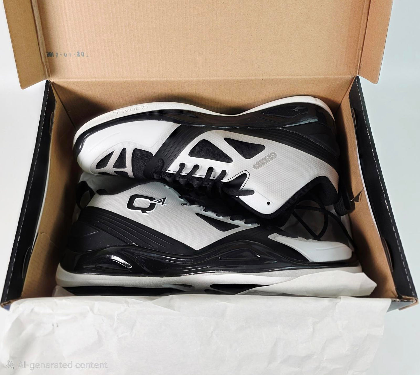 🏀 Q4 Sports Q4MB-006 “Bright White / Jet Black” Basketball Shoes – Size 10.5
