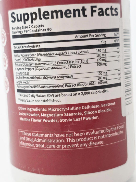White Kidney Bean + Cayenne + Ashwagandha 6-in-1 Carb Blocker (120 Tablets)