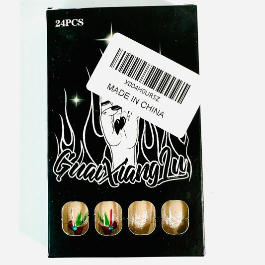 ❄️ GuaiXiangLu Winter Snowflake Press-On Nails 24Pcs New