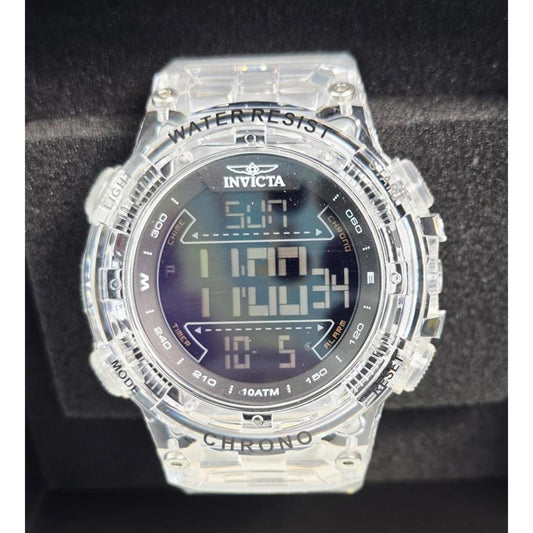 🕶️ Invicta Men’s Transparent Chronograph Digital Watch – Clear Resin Edition