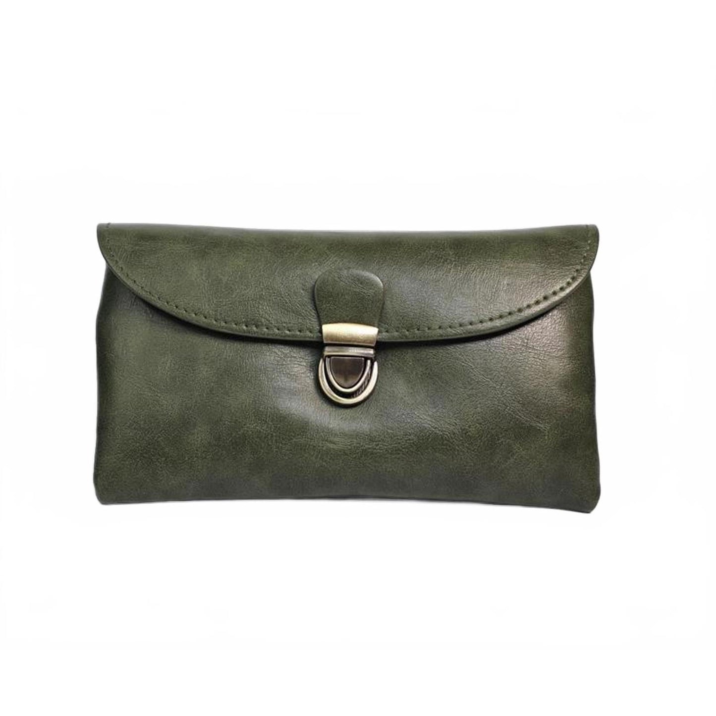 🫒 Olive Green Faux Leather Belt Bag & Clutch Set