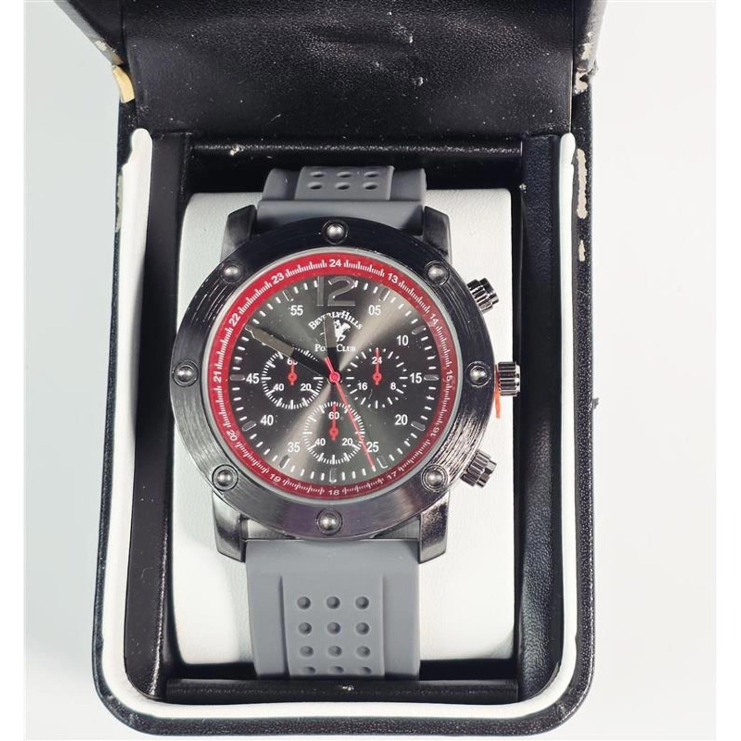 ⏱️ Beverly Hills Polo Club Chronograph Sport Watch – Black/Red