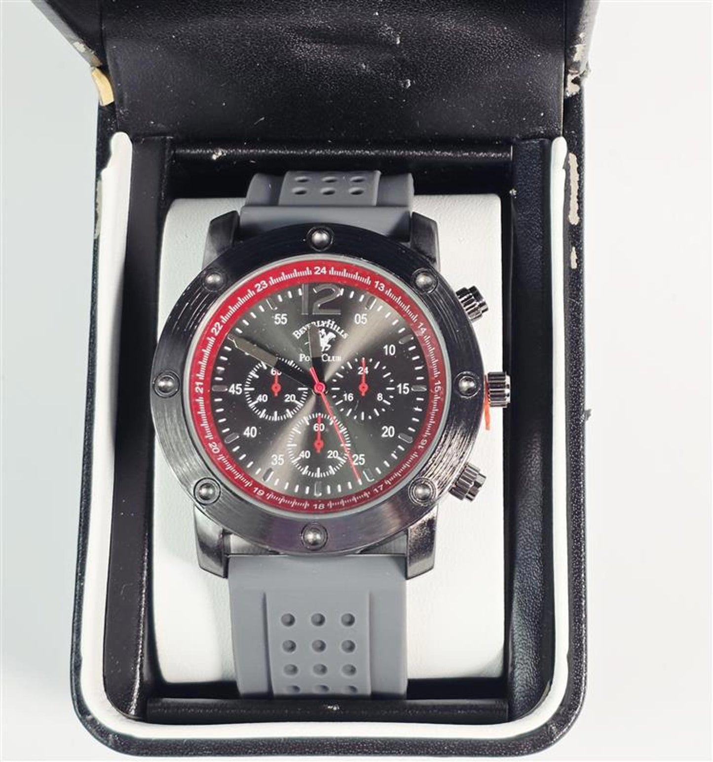 ⏱️ Beverly Hills Polo Club Chronograph Sport Watch – Black/Red