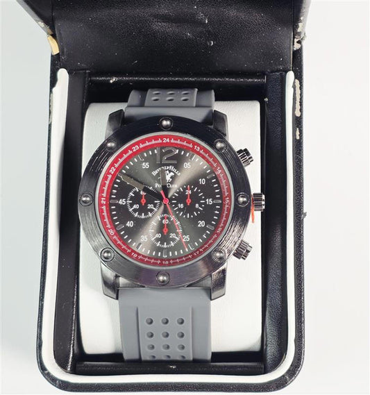 ⏱️ Beverly Hills Polo Club Chronograph Sport Watch – Black/Red