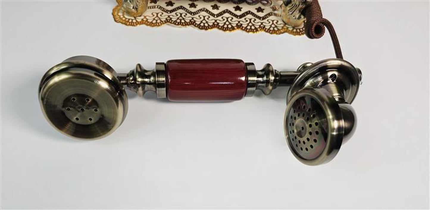 📞 Vintage Royal Rotary Telephone – Ornate Brass & Mahogany Finish