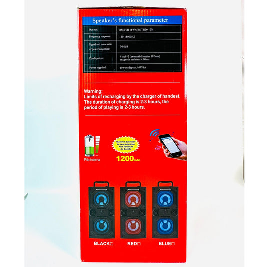 JBK 8838 Hi Fi Wireless Bluetooth Speaker Blue LED Party Light Dual 4 Inch New