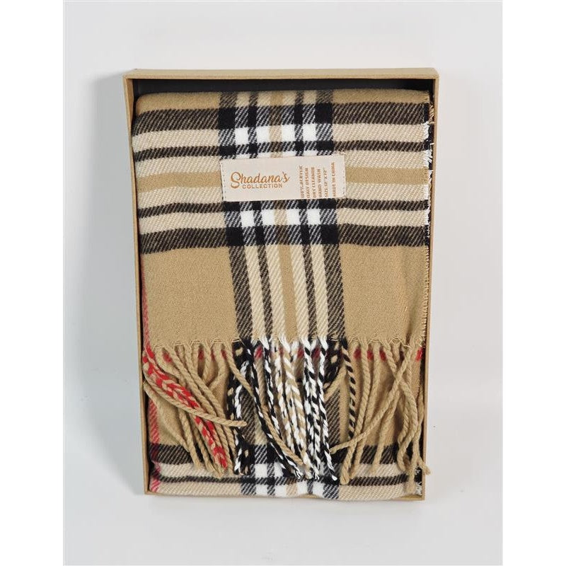 🧣🤎 Shadana’s Collection Plaid Scarf Wrap (80×200cm) New In Box