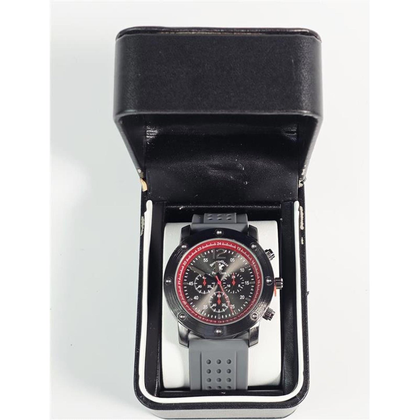 ⏱️ Beverly Hills Polo Club Chronograph Sport Watch – Black/Red