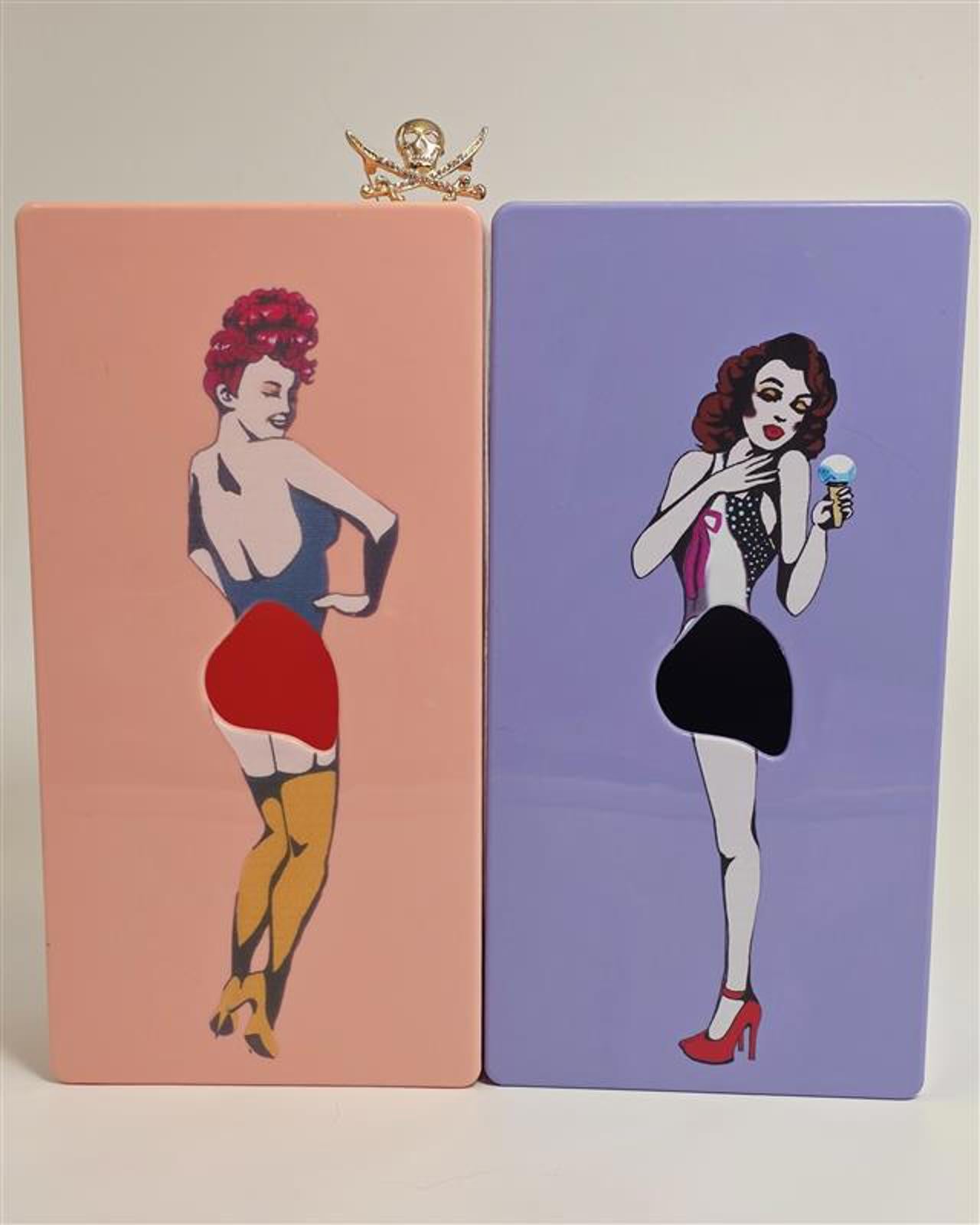 Pin-Up Girl Tissue Box Covers Retro Plastic Set of 2 New