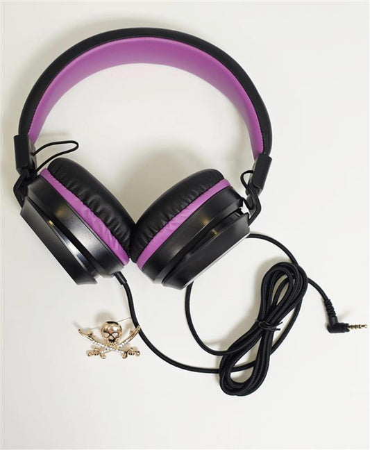 PeohZarr Wired On-Ear Headphones Foldable Purple New